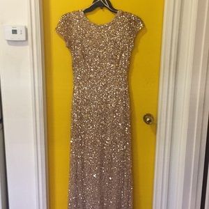 Beaded/Sequined Floor Length Gown With Train
